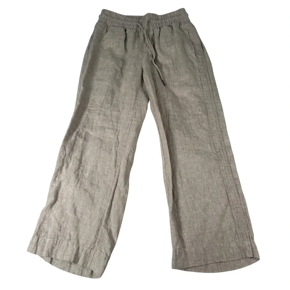 Quince Linen Pants Womens XS Beige 100% Flax Coastal Wide Leg Drawstring Casual